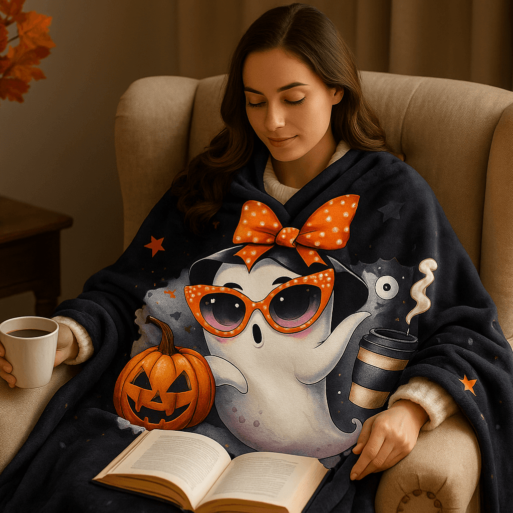 Halloween Ghost Velvet Plush Blanket - Luxury Fall Throw