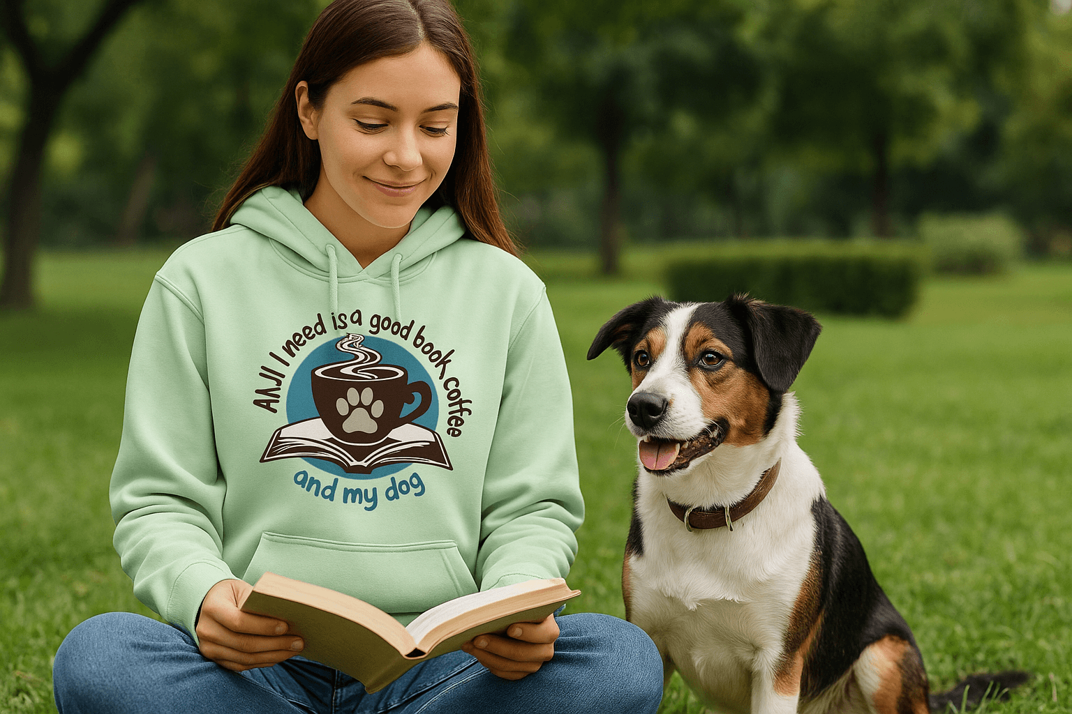 Book Coffee Dog Hoodie Sweatshirt - Bookworm Pet Parent