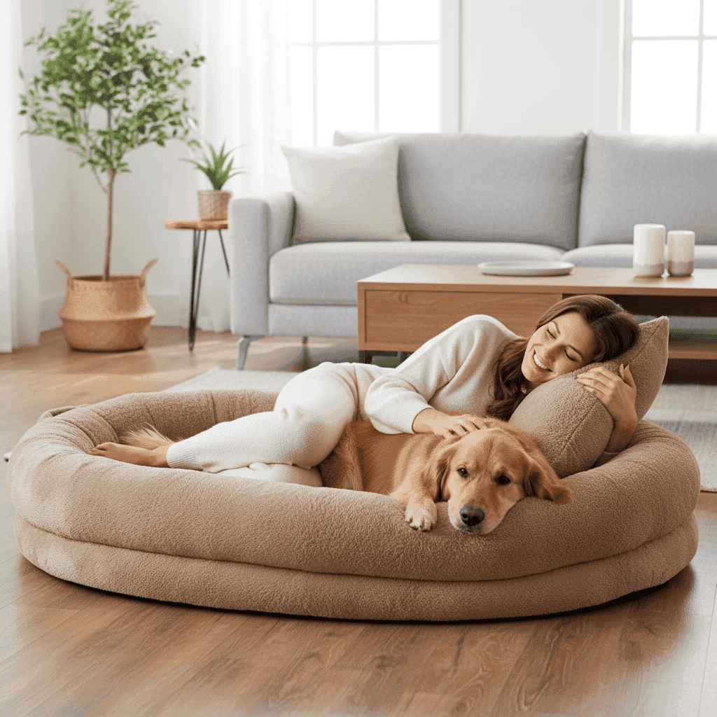 Giant Human Dog Bed - 72" Washable for Adults & Large Dogs