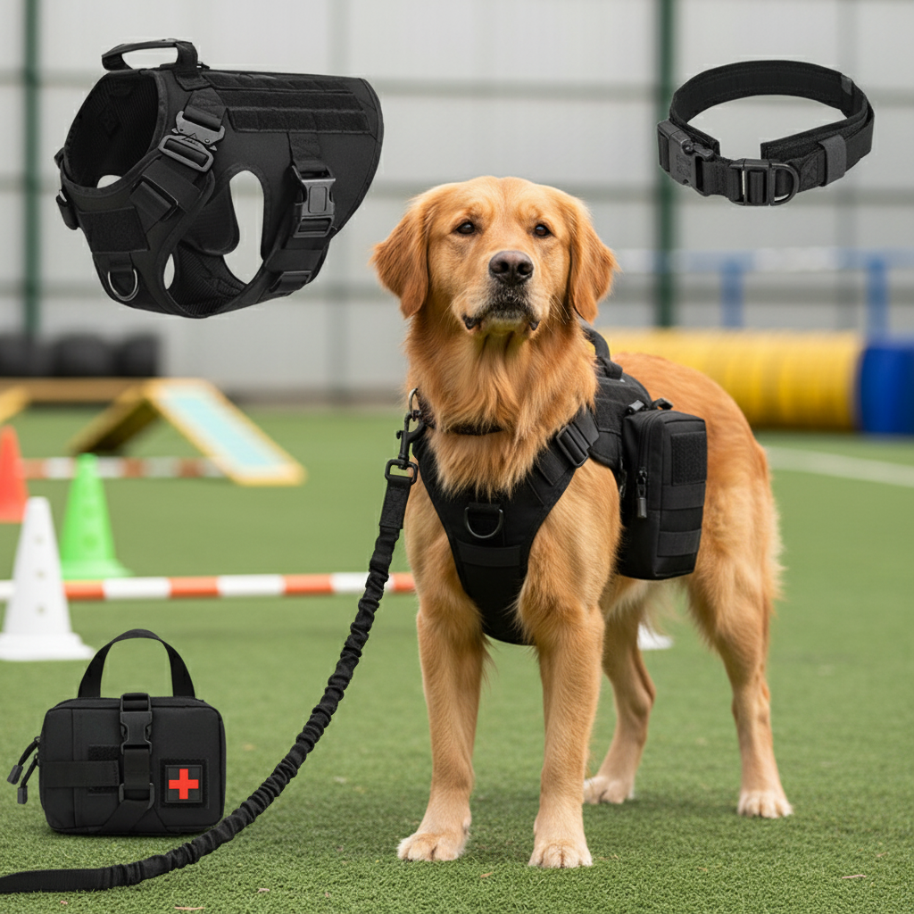 K9 Tactical Vest Set - 6-Piece Dog Training Battle Gear