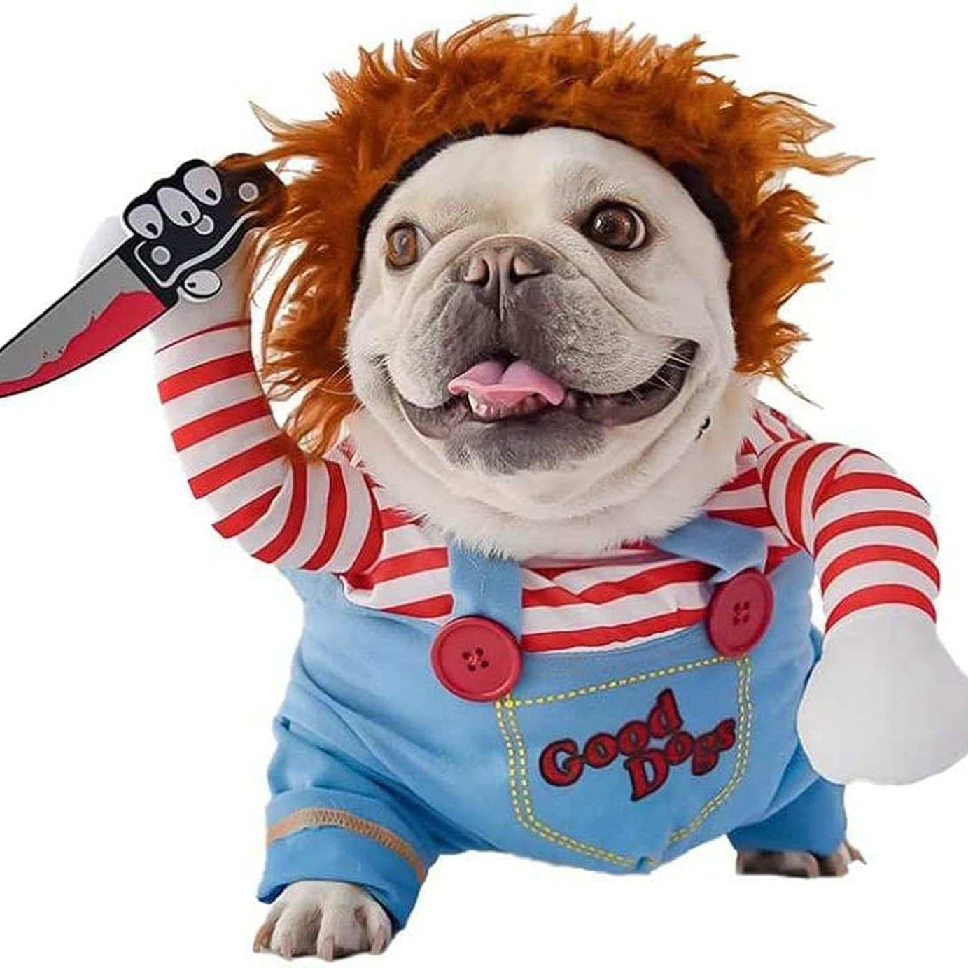 Halloween Pet Costume 3-Piece Set - Striped Harness Outfit with Accessories