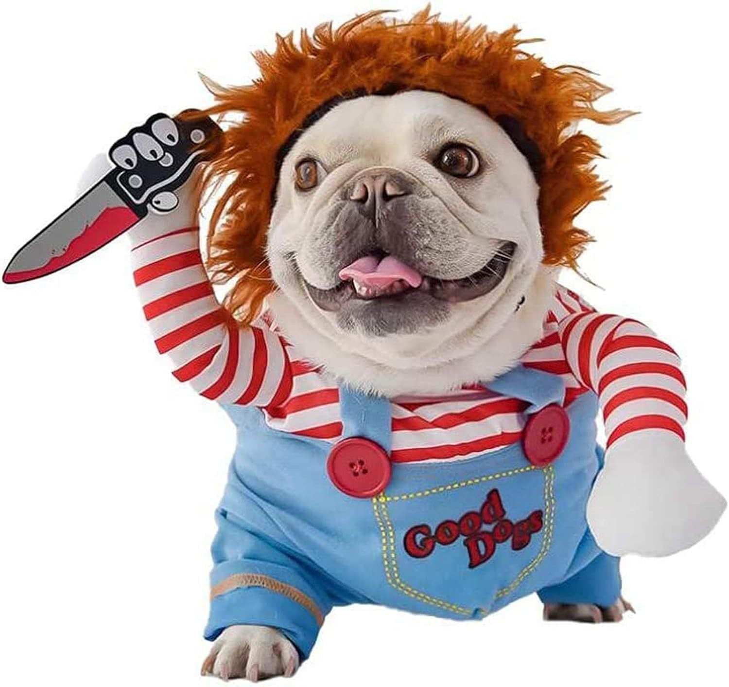 Halloween Pet Costume 3-Piece Set - Striped Harness Outfit with Accessories