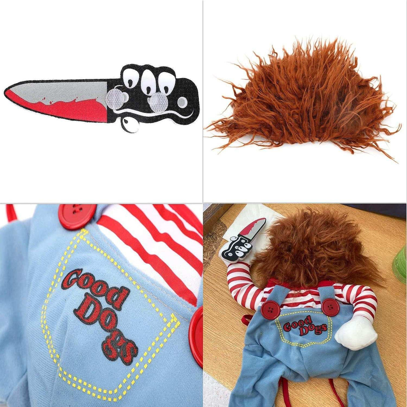Halloween Pet Costume 3-Piece Set - Striped Harness Outfit with Accessories