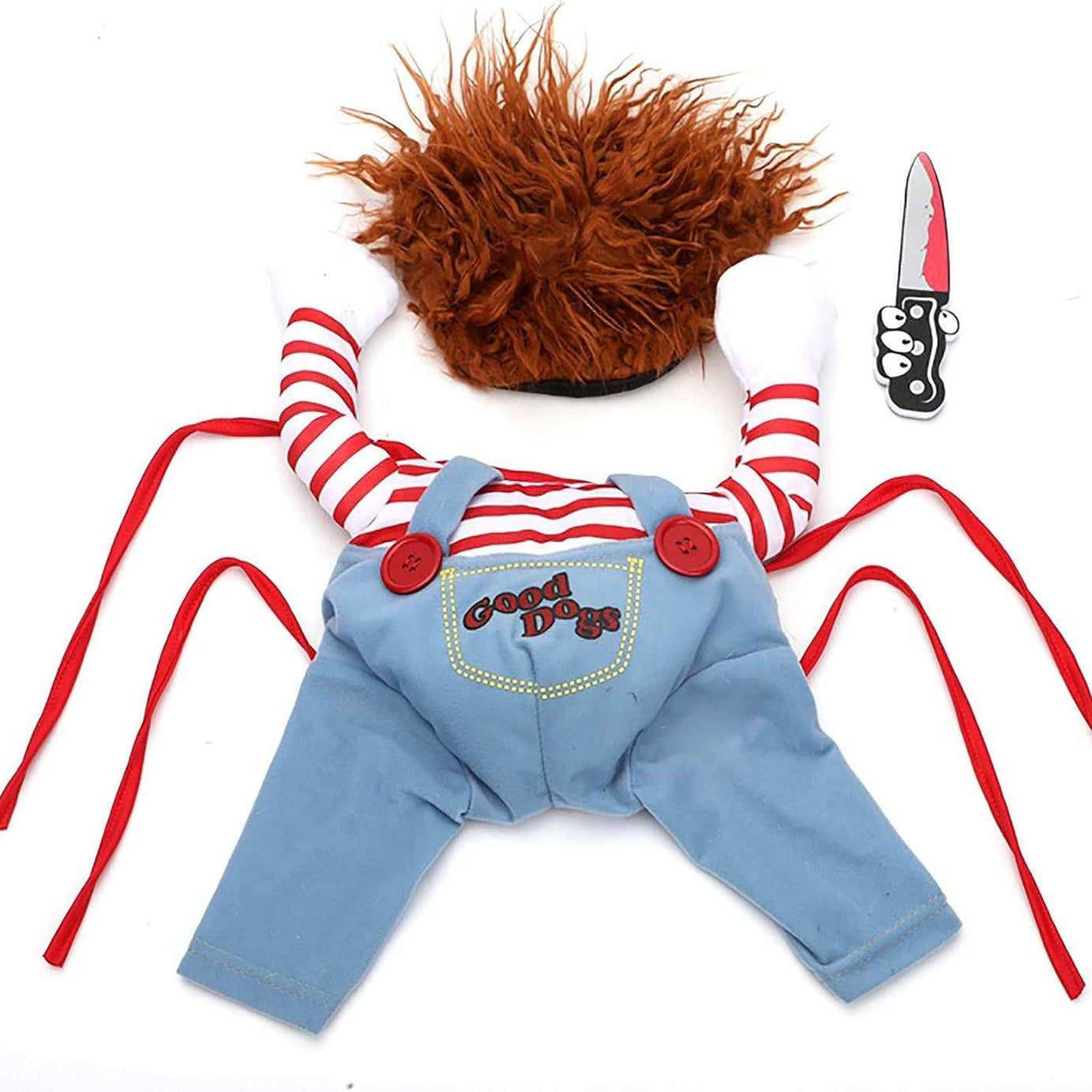 Halloween Pet Costume 3-Piece Set - Striped Harness Outfit with Accessories