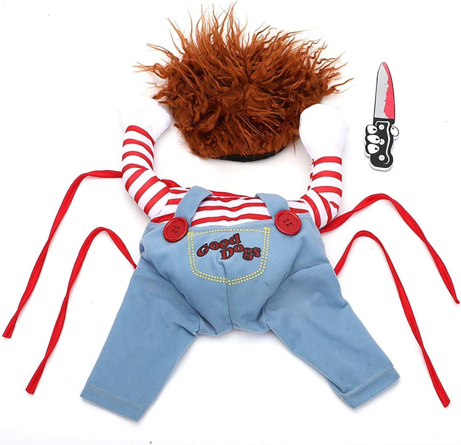 Halloween Pet Costume 3-Piece Set - Striped Harness Outfit with Accessories