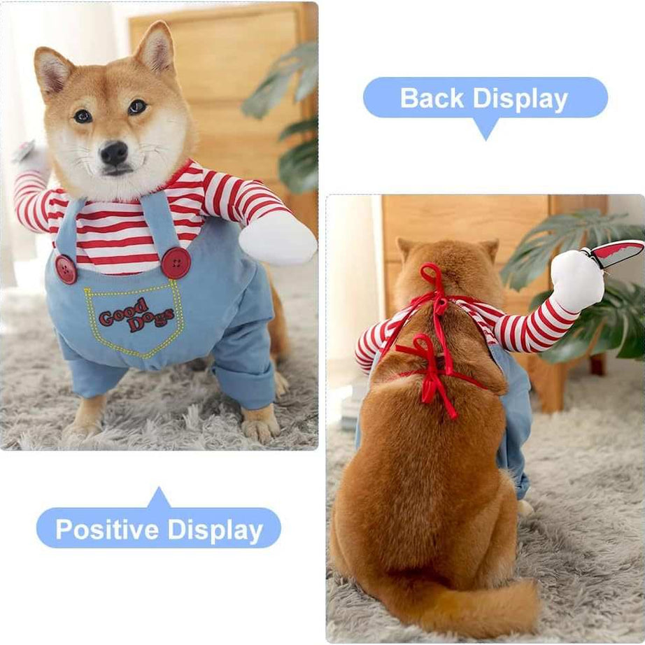 Halloween Pet Costume 3-Piece Set - Striped Harness Outfit with Accessories