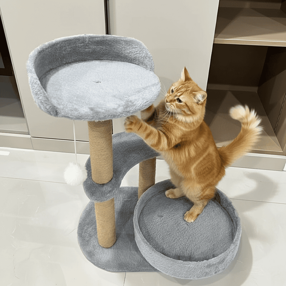 Luxury Cat Tree With Scratching Posts - Easy To Assemble, Wooden Fiber Structure, Suitable For Cats.