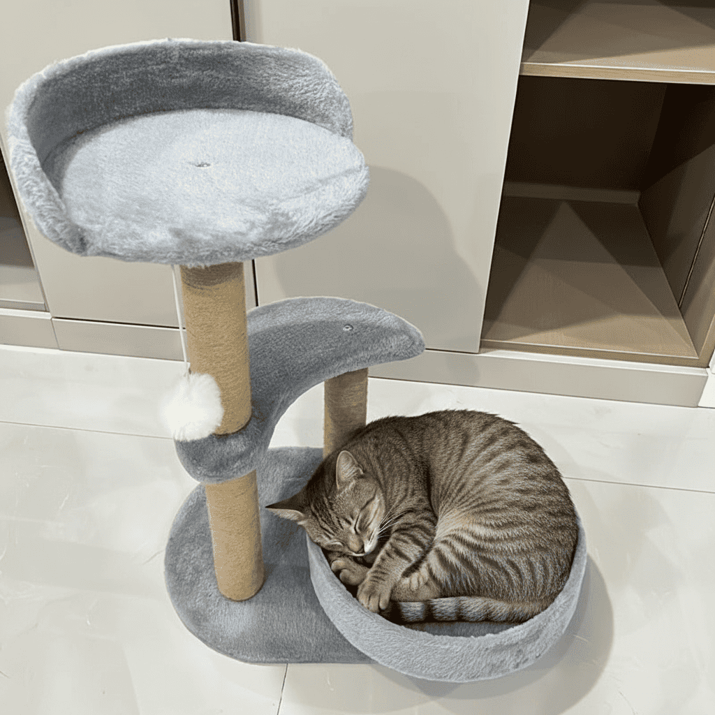 Luxury Cat Tree With Scratching Posts - Easy To Assemble, Wooden Fiber Structure, Suitable For Cats.