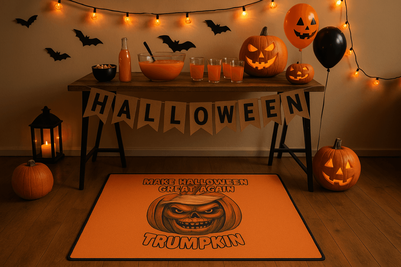 Make Halloween Great Again Floor Mat - Trump Pumpkin Doormat