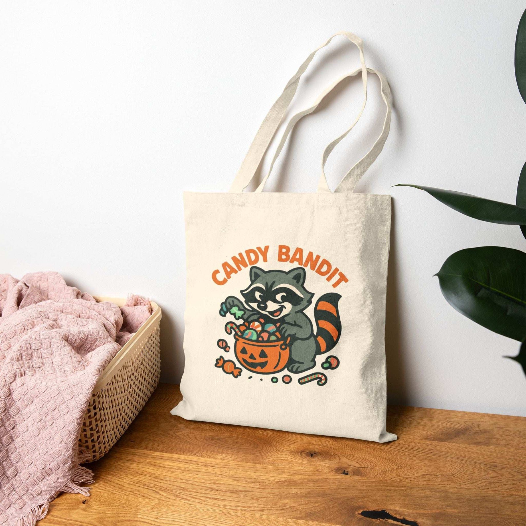 Halloween Cotton Canvas Tote Bag - Trick or Treat Candy Bandit