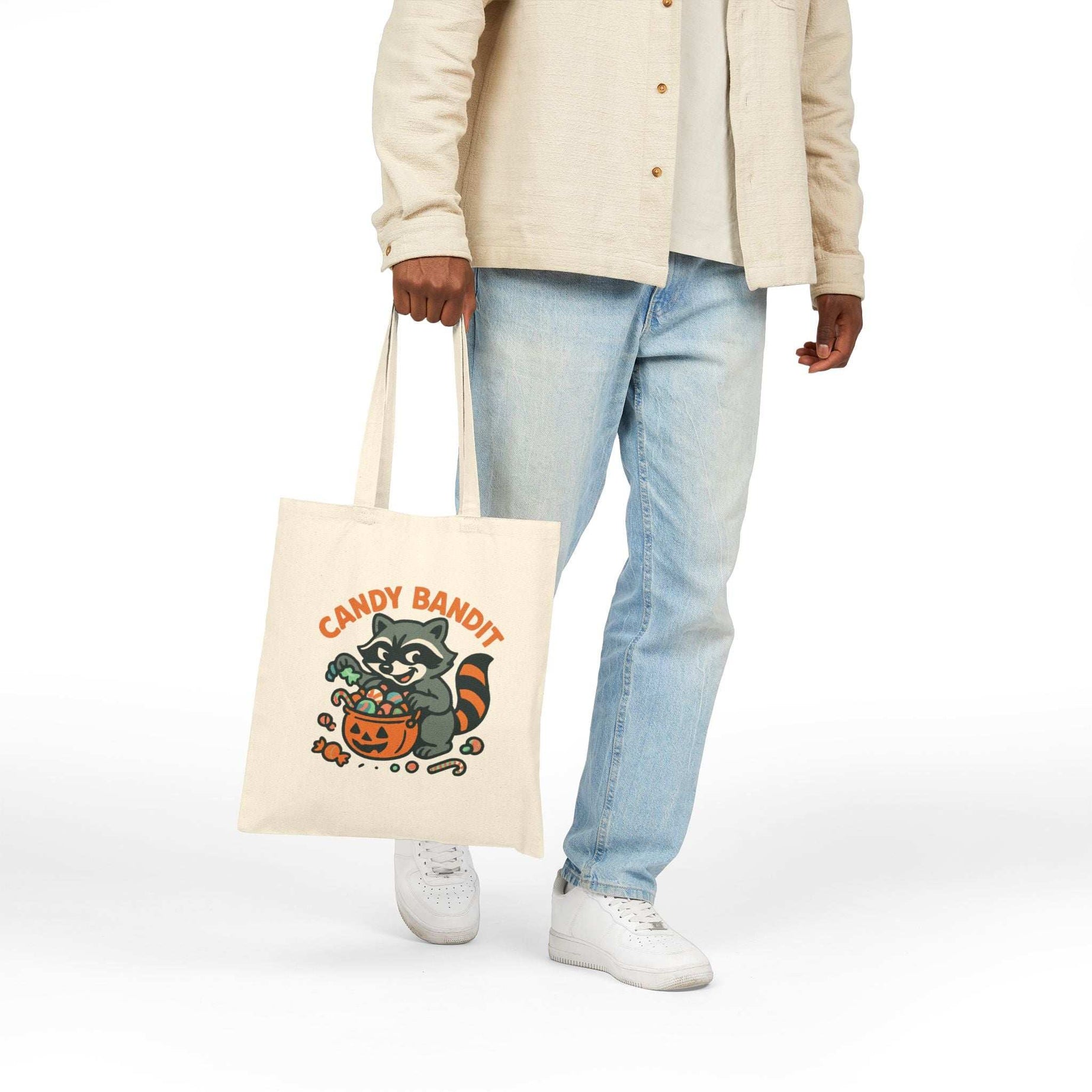 Halloween Cotton Canvas Tote Bag - Trick or Treat Candy Bandit