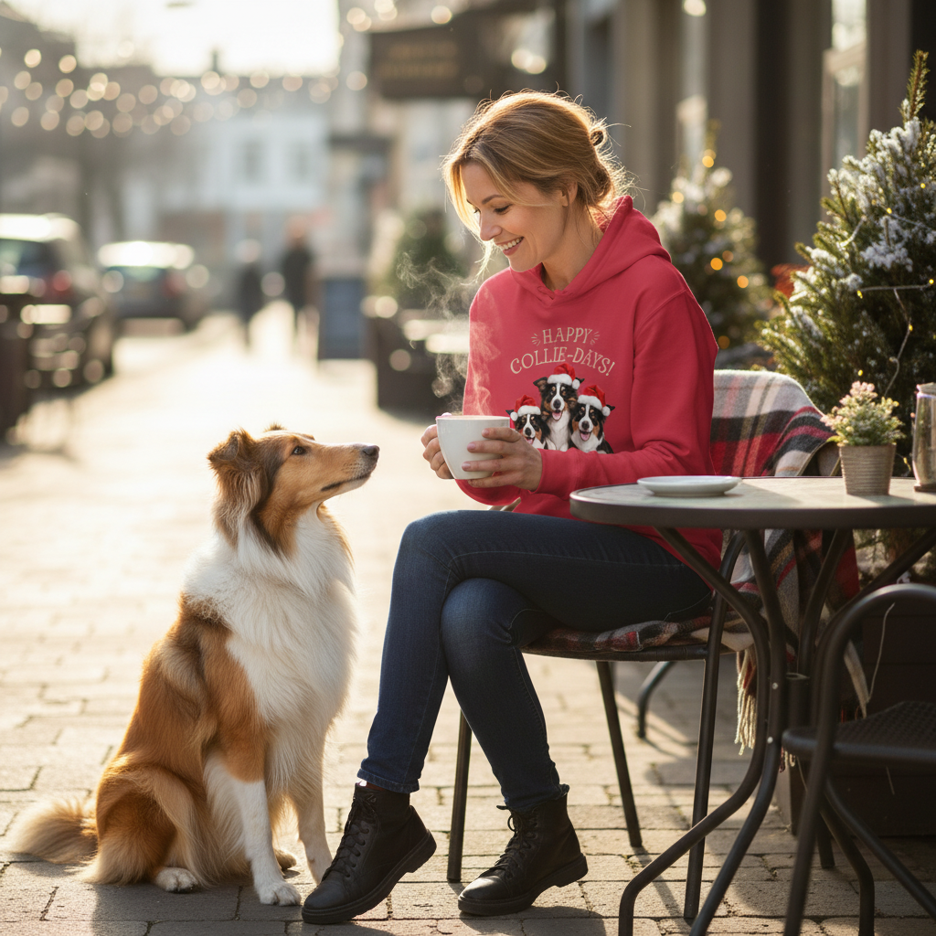 Happy Collie Days Hoodie - Festive Dog Lover Sweatshirt