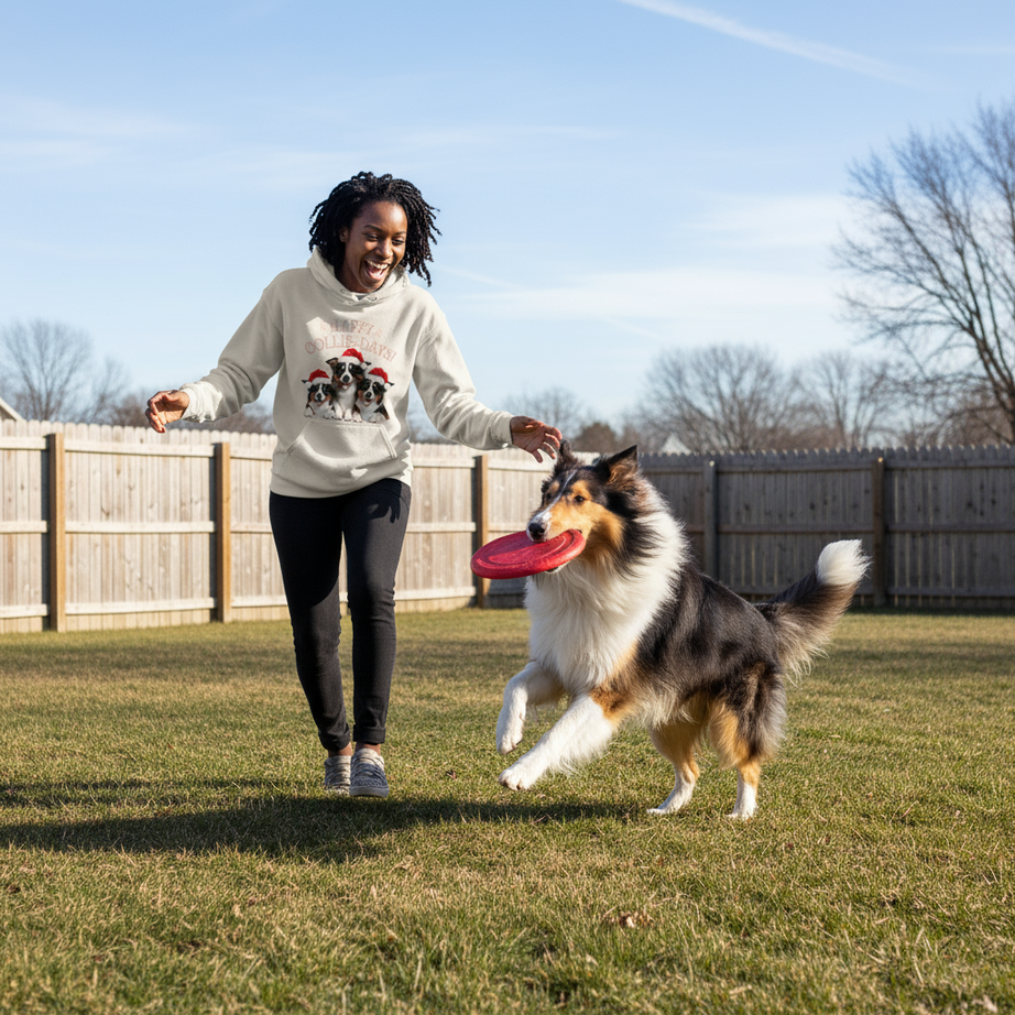 Happy Collie Days Hoodie - Festive Dog Lover Sweatshirt