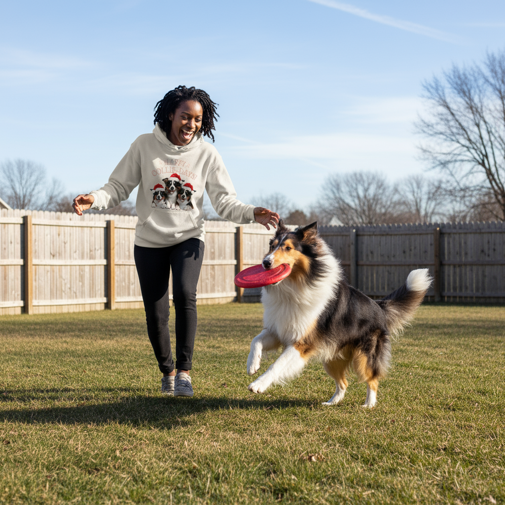 Happy Collie Days Hoodie - Festive Dog Lover Sweatshirt