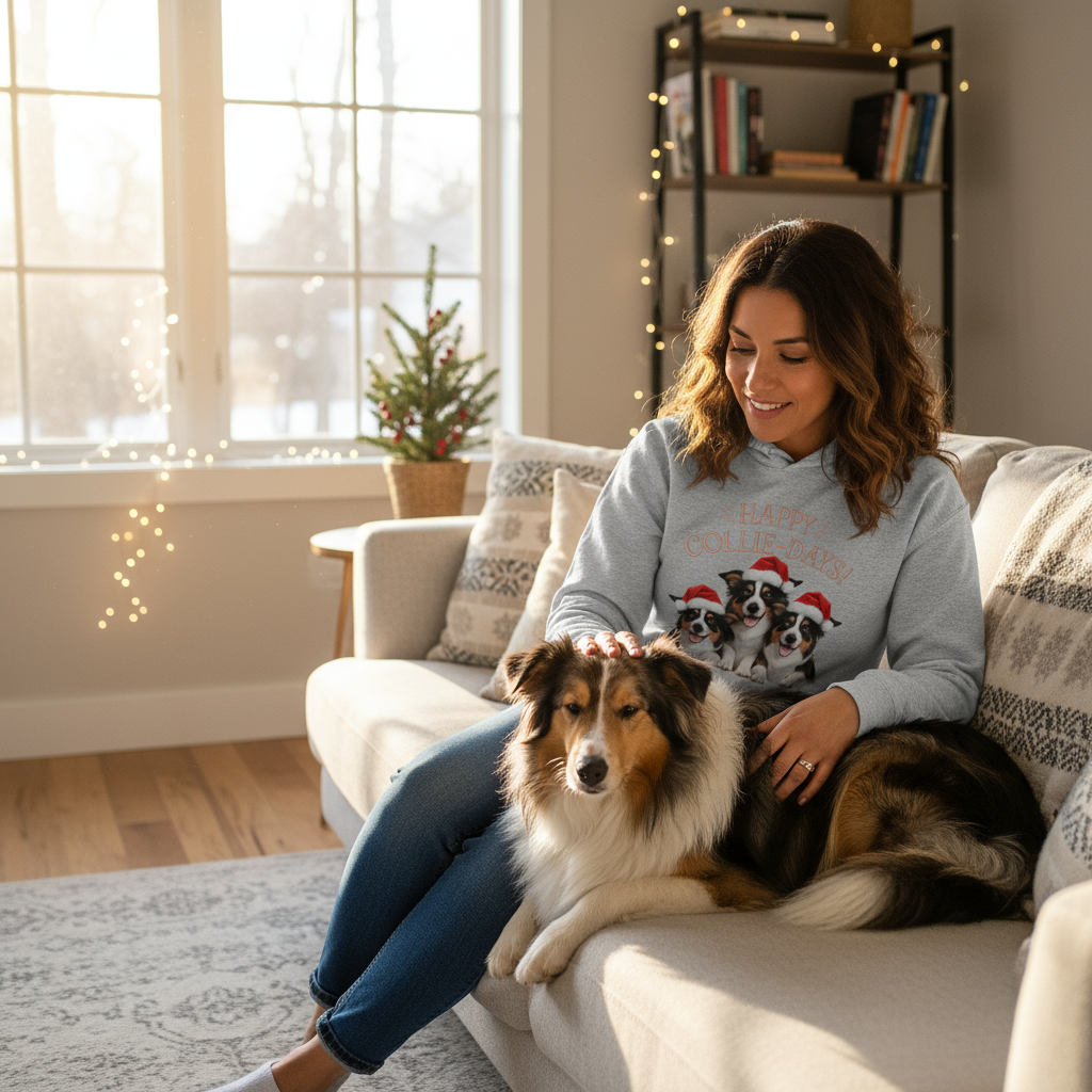 Happy Collie Days Hoodie - Festive Dog Lover Sweatshirt