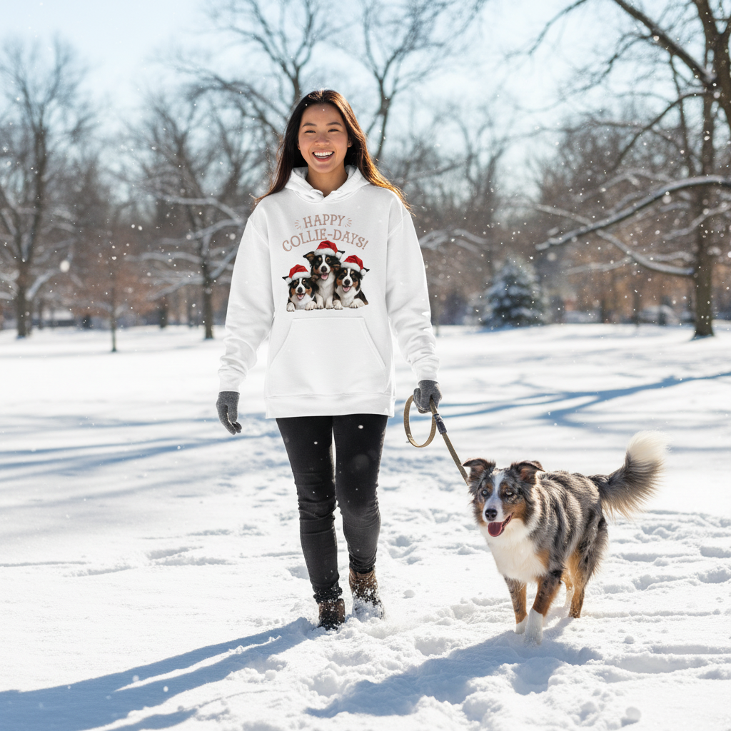 Happy Collie Days Hoodie - Festive Dog Lover Sweatshirt