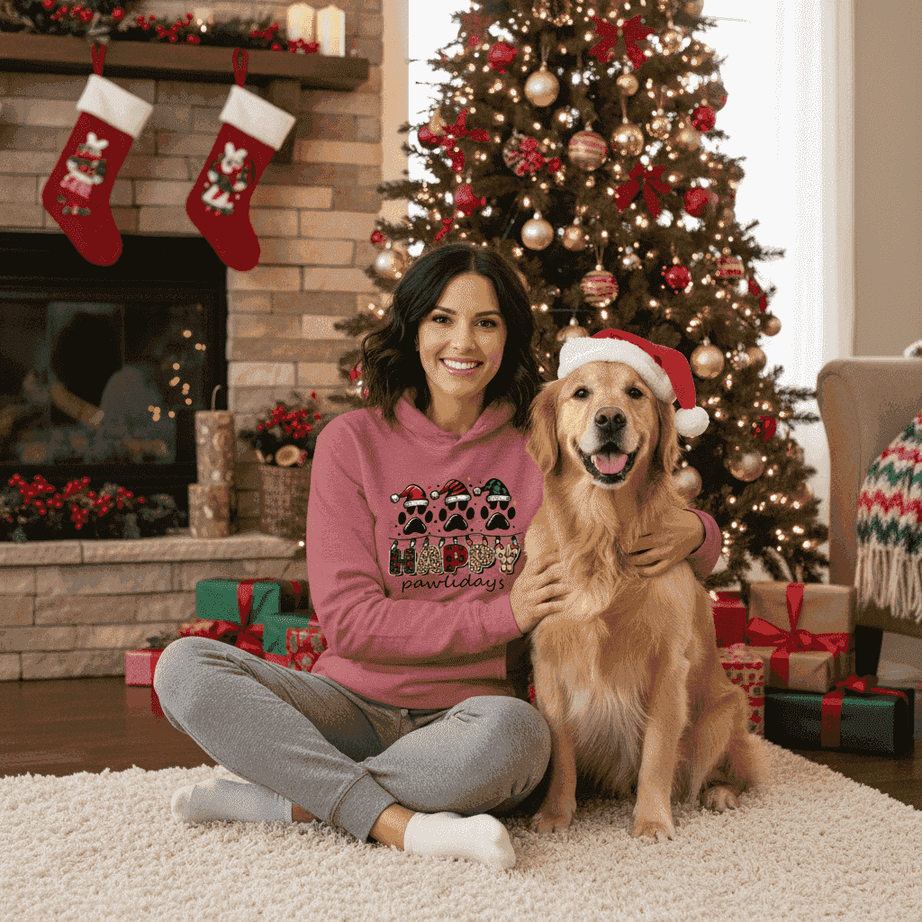 Happy Pawlidays Hoodie - Festive Christmas Pet Lover Gift