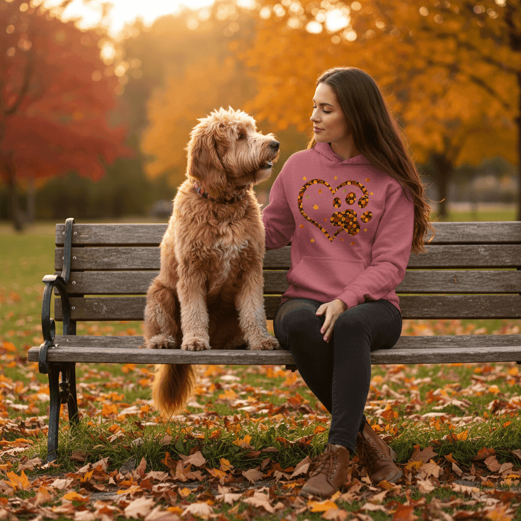 Heart & Paw Fall Hoodie - Autumn Dog Lover Sweatshirt