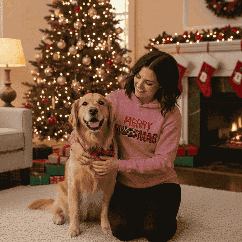 Plaid Woofmas Hoodie - Festive Christmas Dog Lover Gift