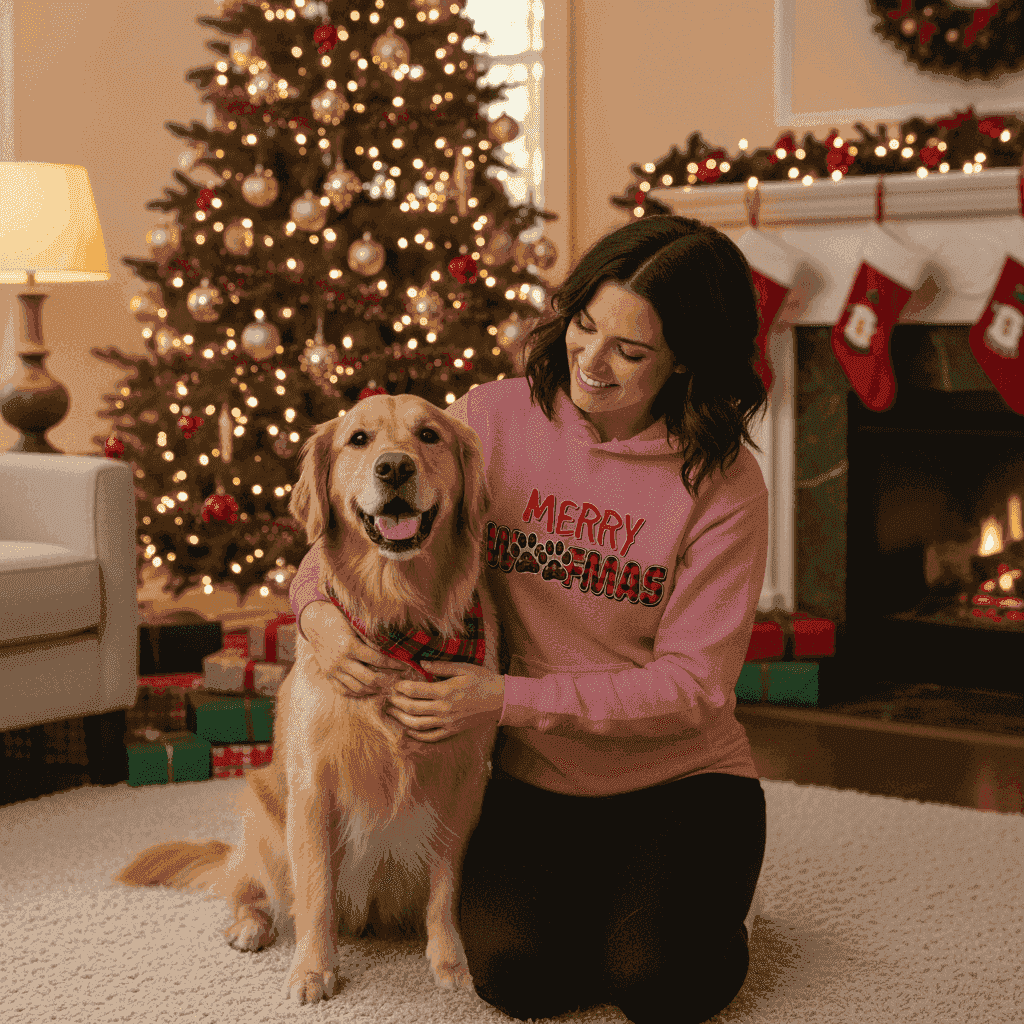 Plaid Woofmas Hoodie - Festive Christmas Dog Lover Gift