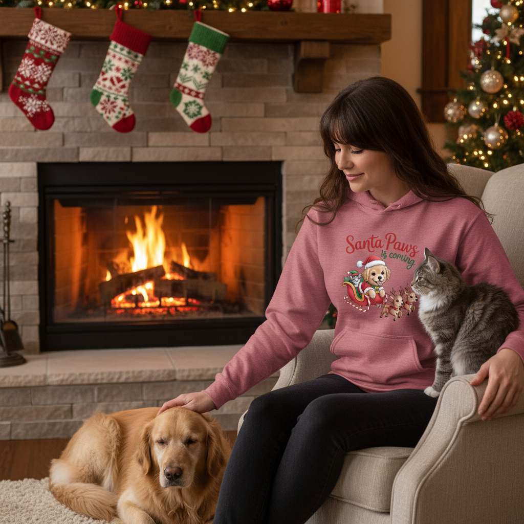 Santa Paws is Coming Christmas Hoodie - Festive Pet Lover Sweatshirt
