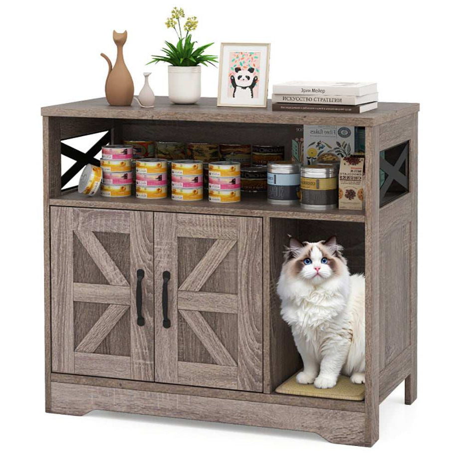 Hidden Cat Litter Box Enclosure Washroom Furniture with Storage