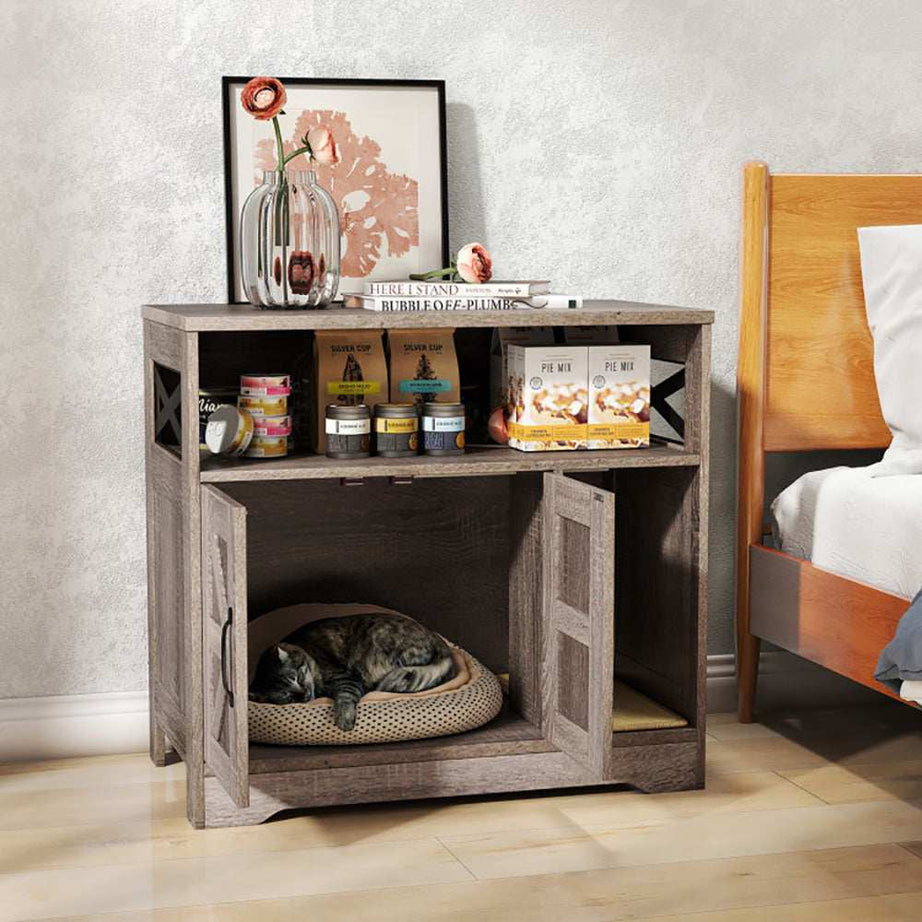 Hidden Cat Litter Box Enclosure Washroom Furniture with Storage
