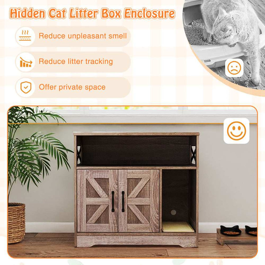 Hidden Cat Litter Box Enclosure Washroom Furniture with Storage
