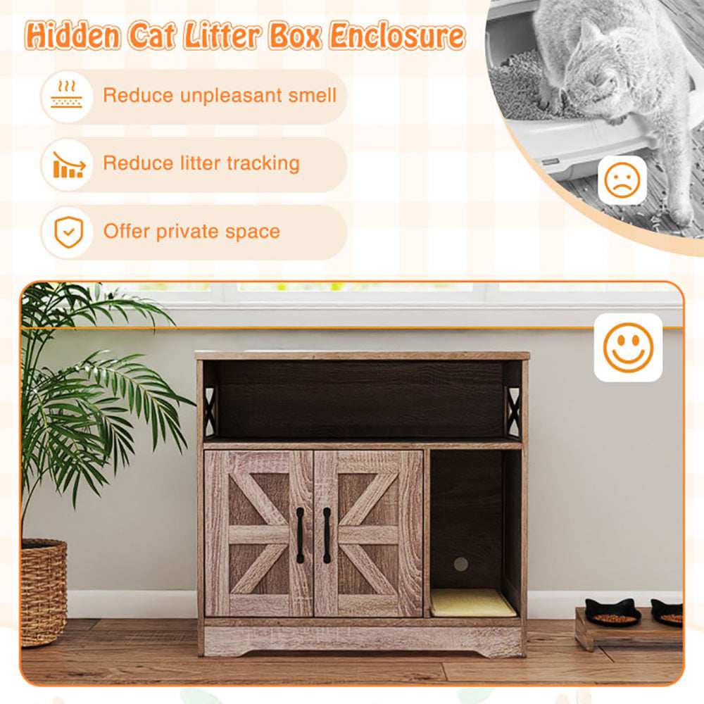 Hidden Cat Litter Box Enclosure Washroom Furniture with Storage