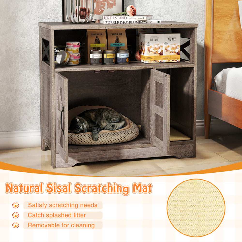 Hidden Cat Litter Box Enclosure Washroom Furniture with Storage