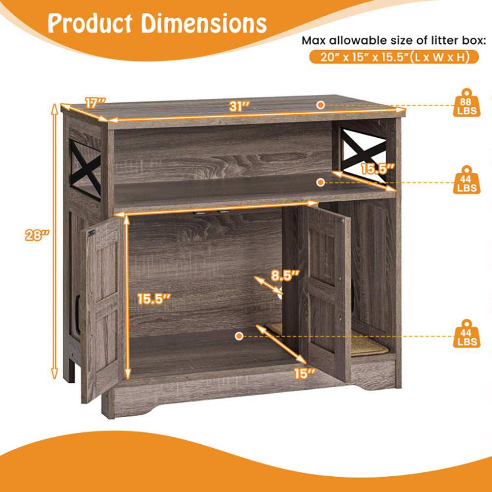 Hidden Cat Litter Box Enclosure Washroom Furniture with Storage