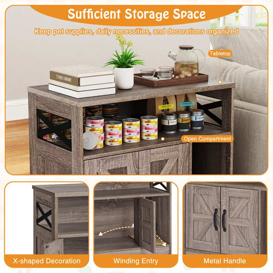 Hidden Cat Litter Box Enclosure Washroom Furniture with Storage