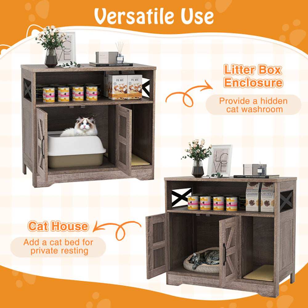 Hidden Cat Litter Box Enclosure Washroom Furniture with Storage