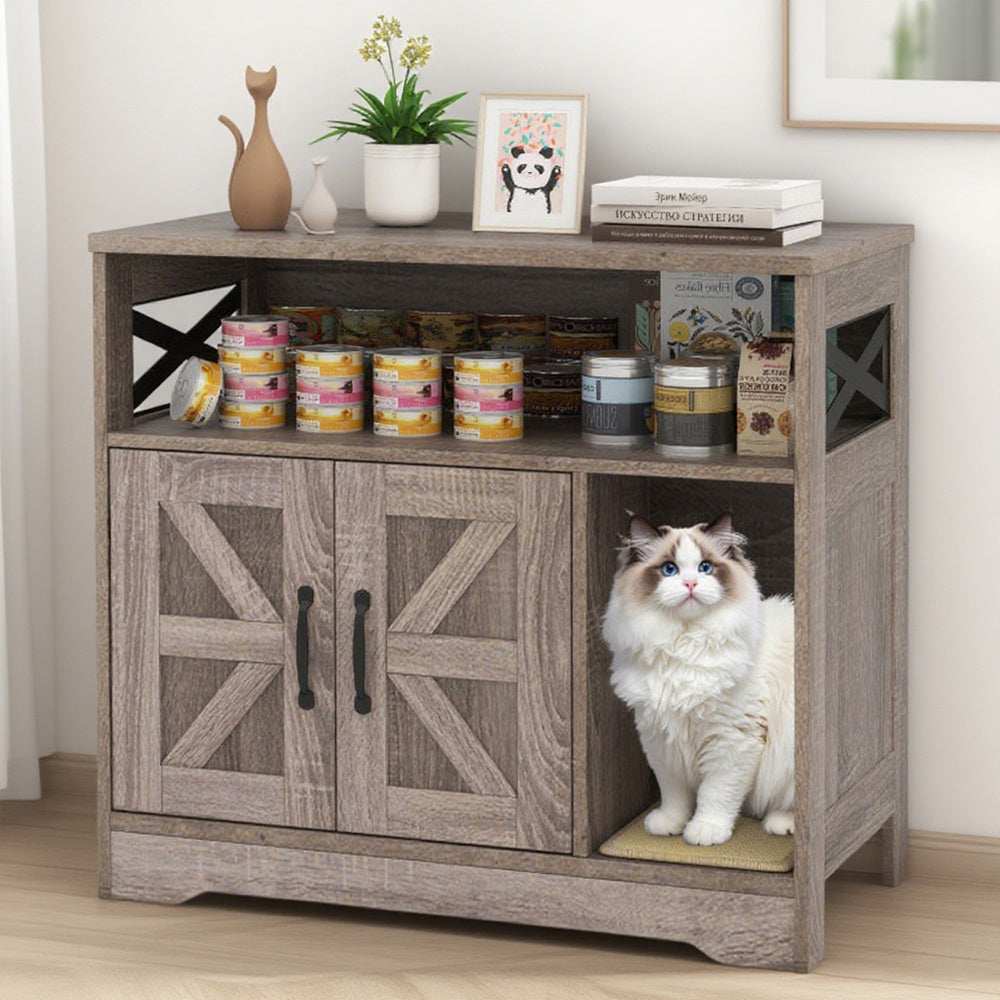 Hidden Cat Litter Box Enclosure Washroom Furniture with Storage