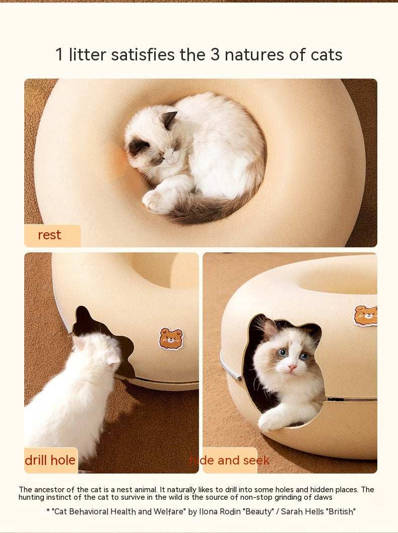 Multi Cat Nest with Hide and Seek Tunnel
