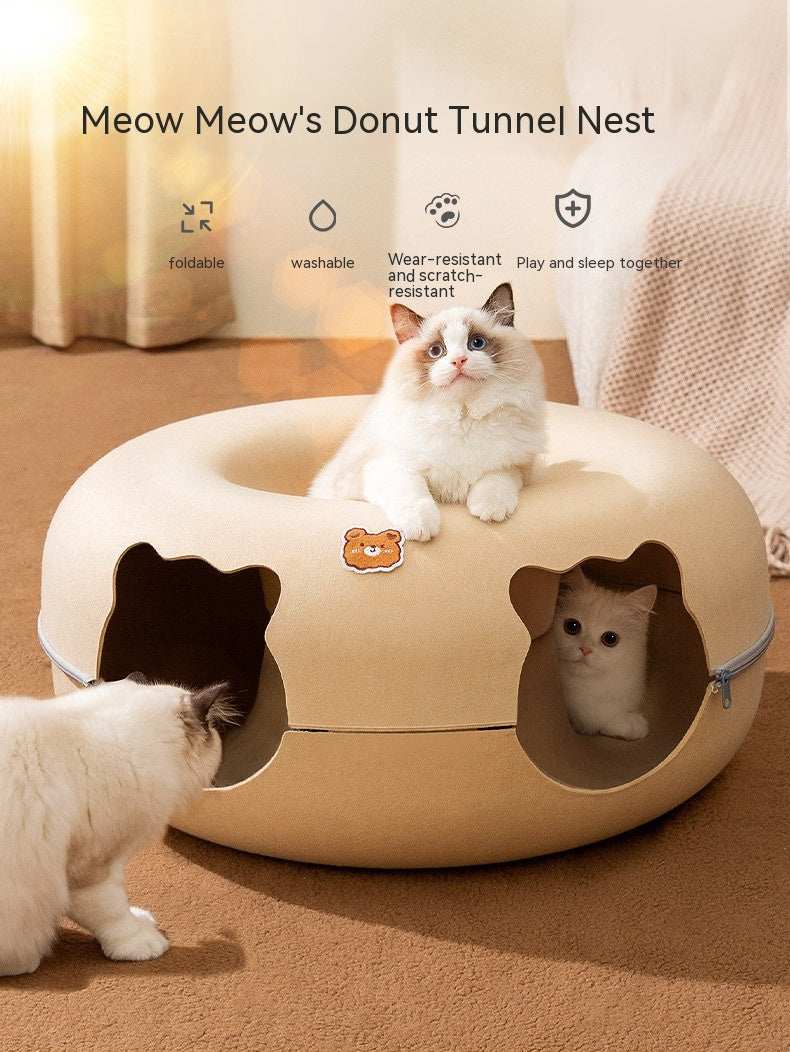 Multi Cat Nest with Hide and Seek Tunnel