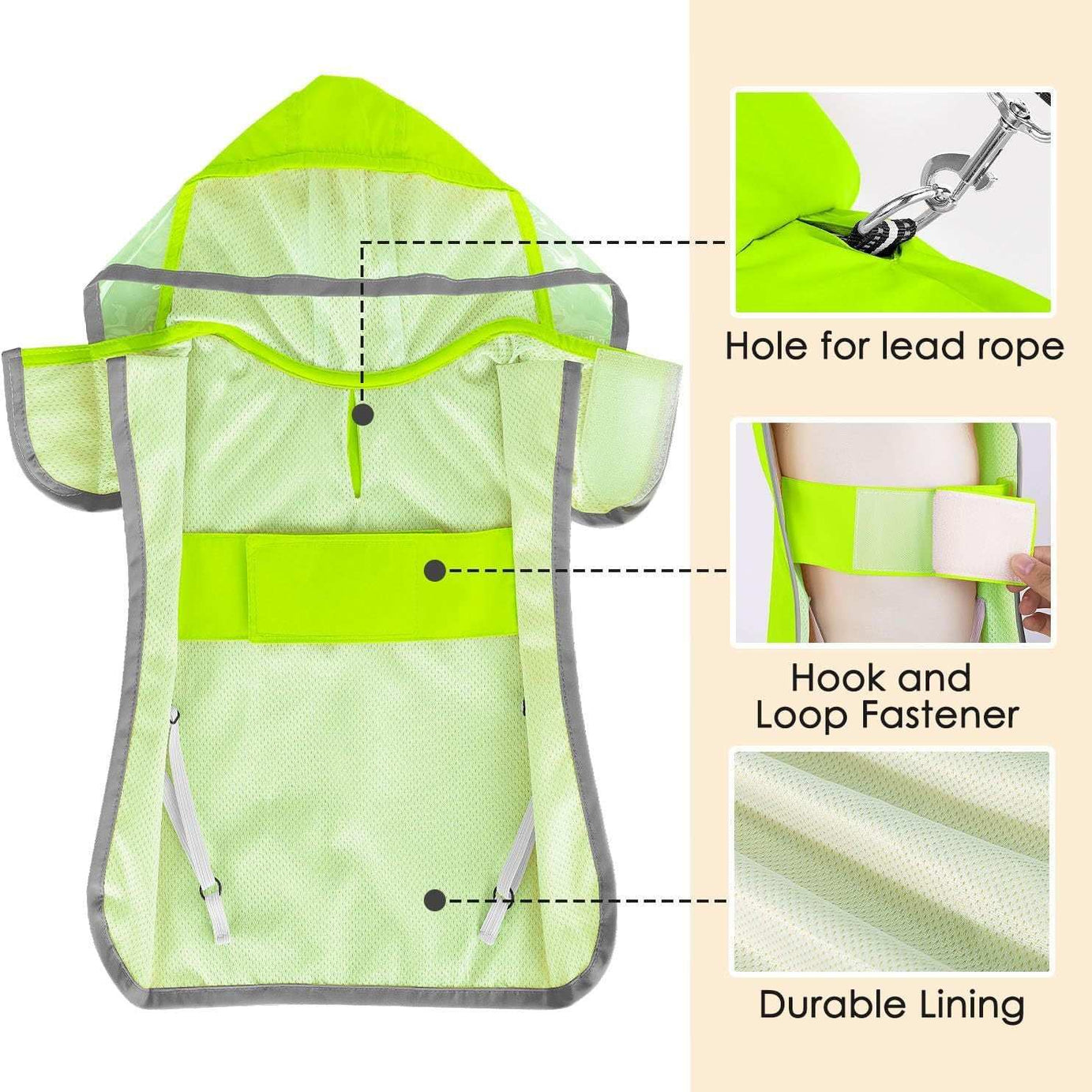 Waterproof Soft Breathable Hooded Dog Rain Jacket