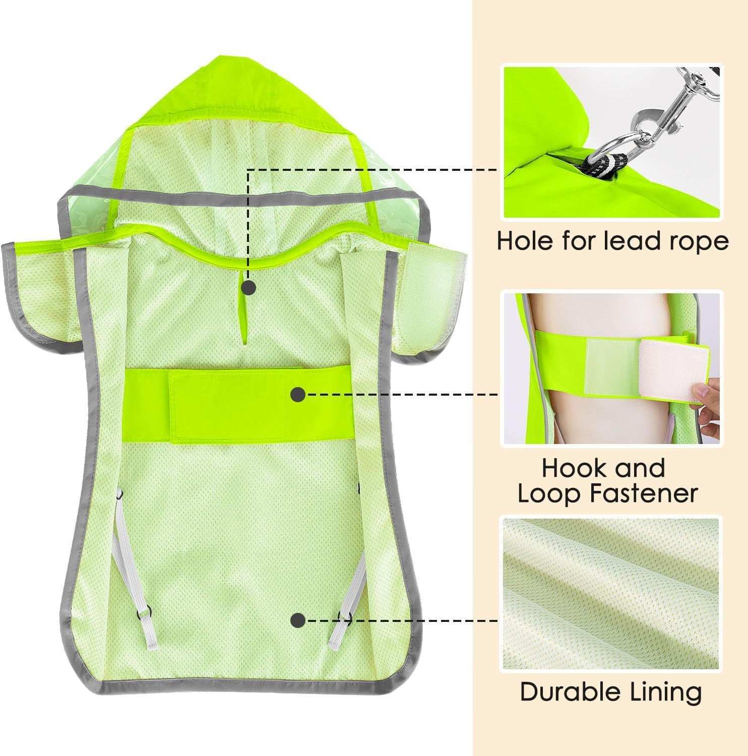 Waterproof Soft Breathable Hooded Dog Rain Jacket