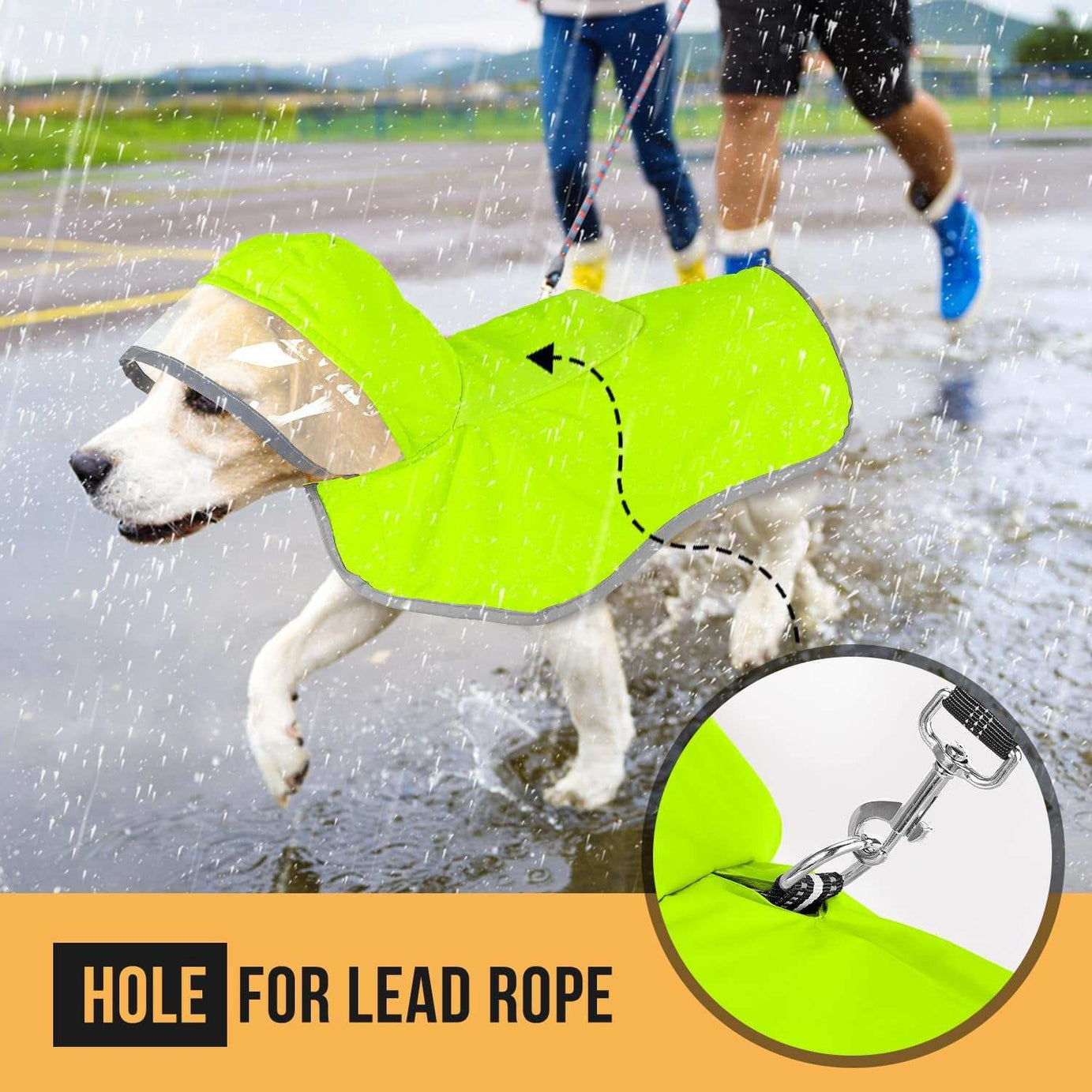 Waterproof Soft Breathable Hooded Dog Rain Jacket