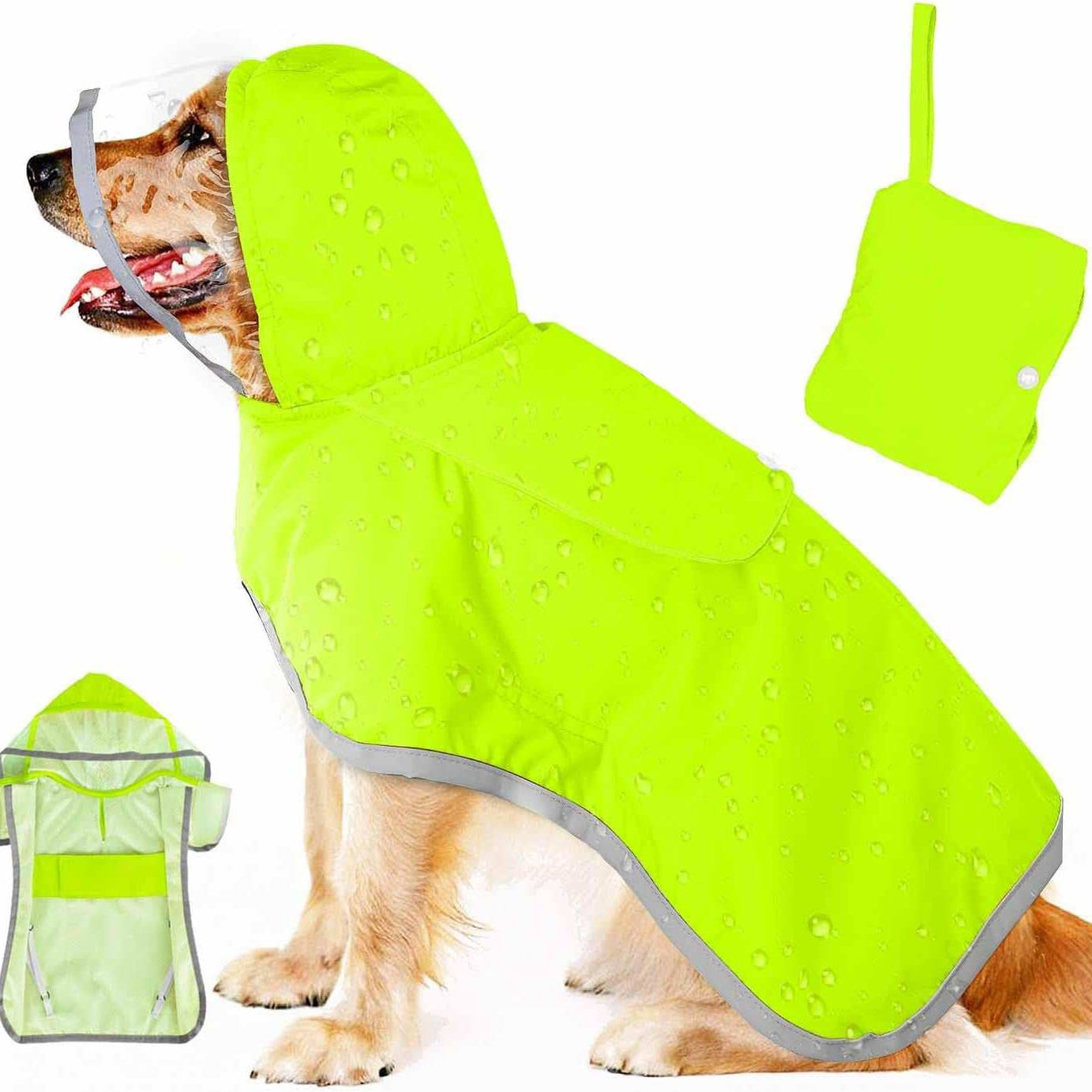 Waterproof Soft Breathable Hooded Dog Rain Jacket