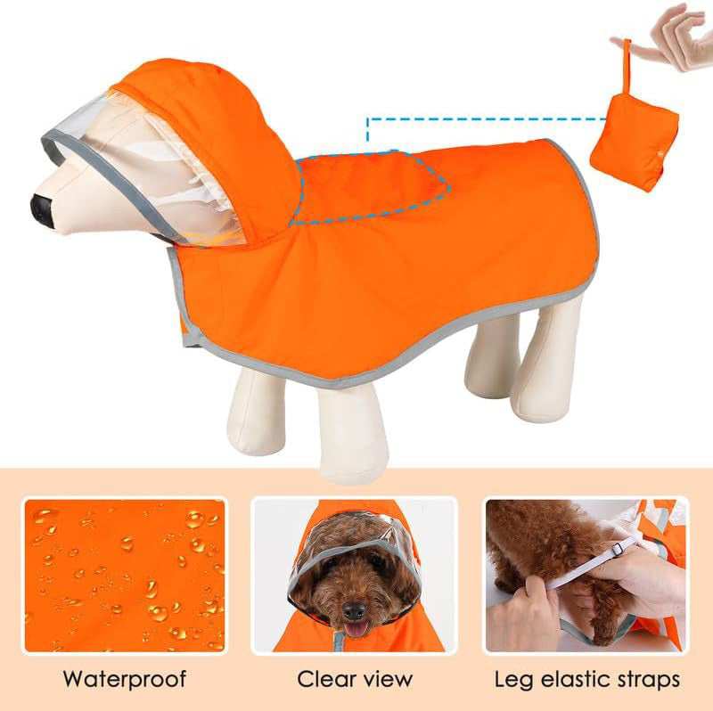 Waterproof Soft Breathable Hooded Dog Rain Jacket