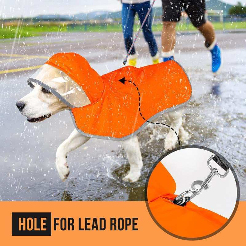 Waterproof Soft Breathable Hooded Dog Rain Jacket
