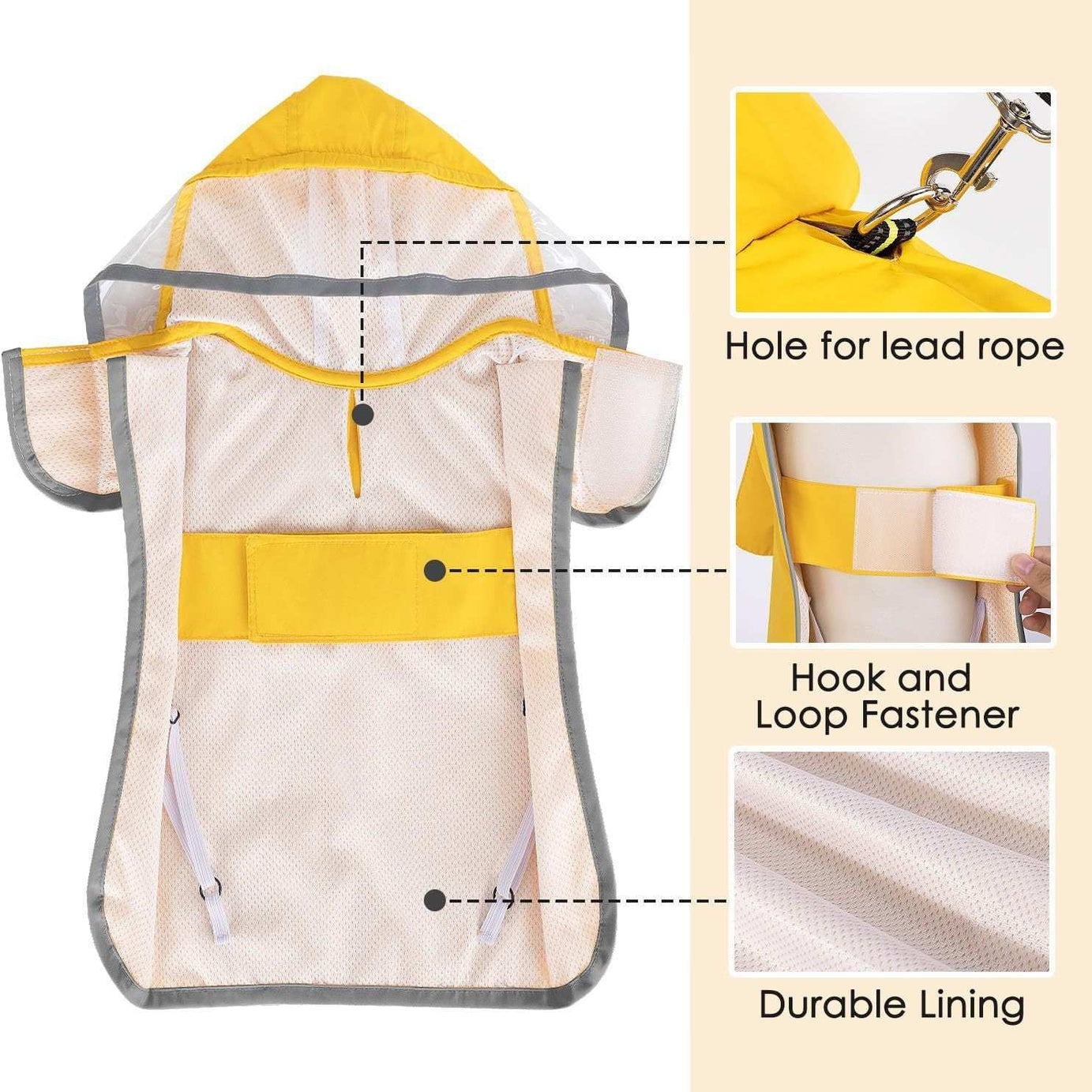 Waterproof Soft Breathable Hooded Dog Rain Jacket