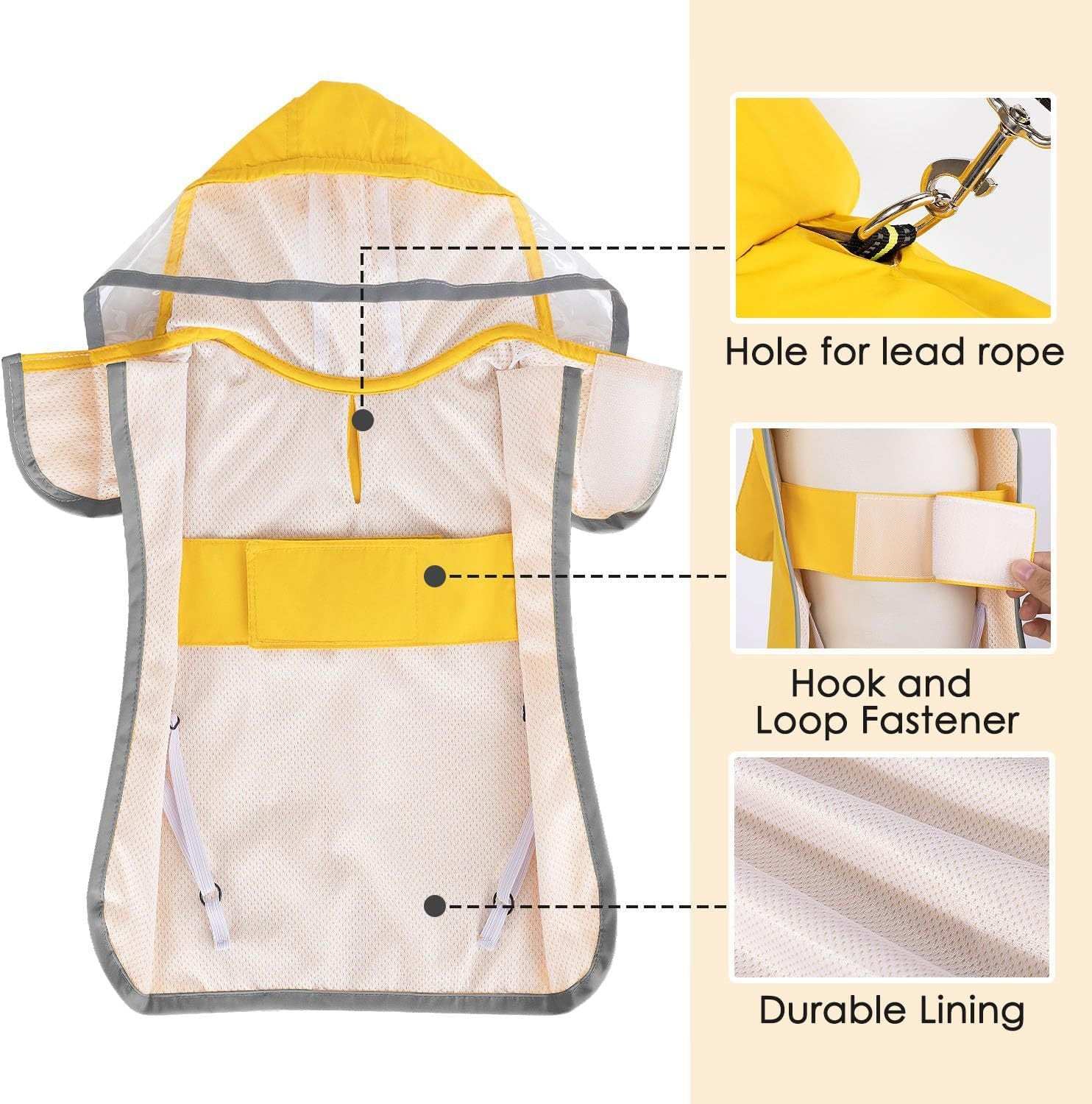 Waterproof Soft Breathable Hooded Dog Rain Jacket