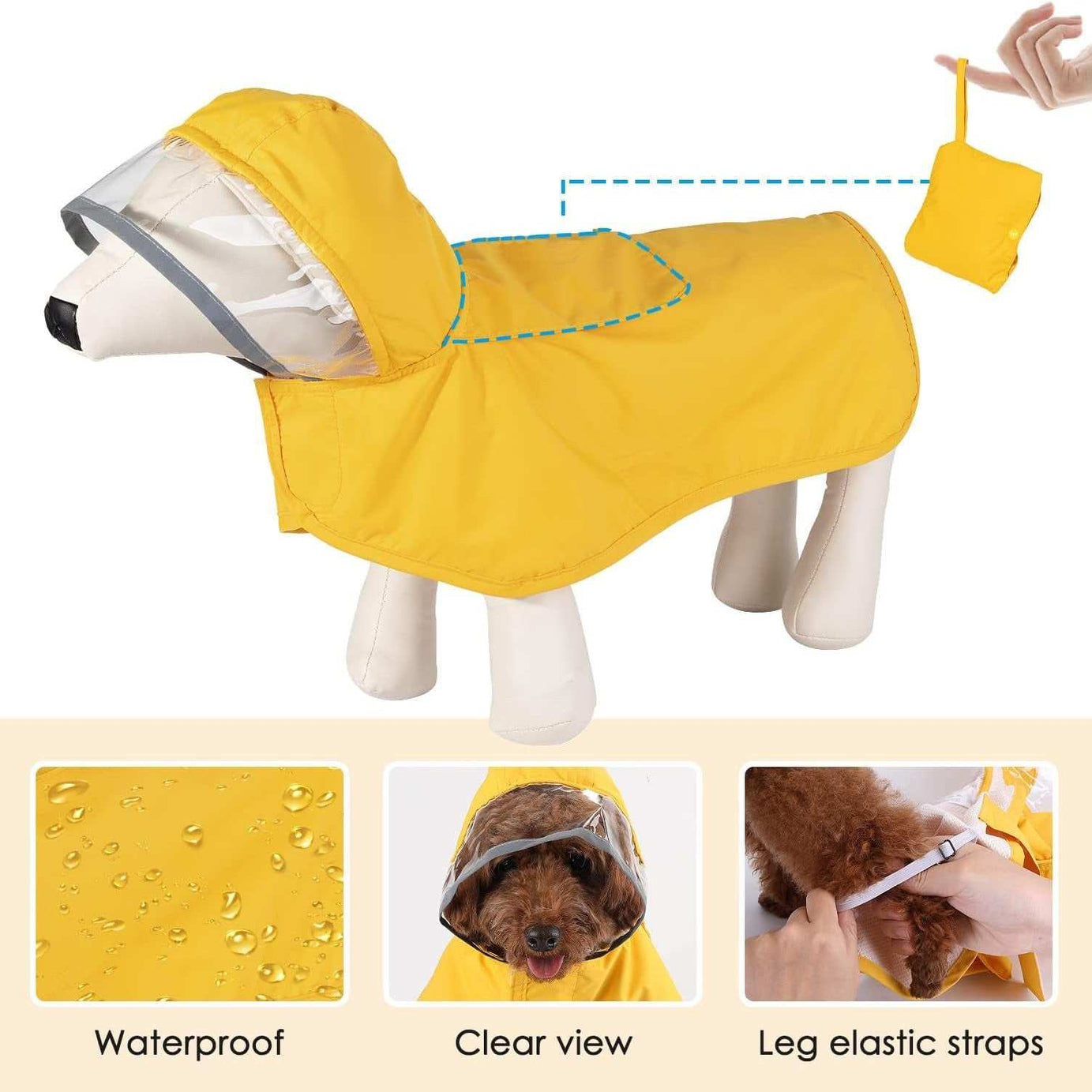 Waterproof Soft Breathable Hooded Dog Rain Jacket