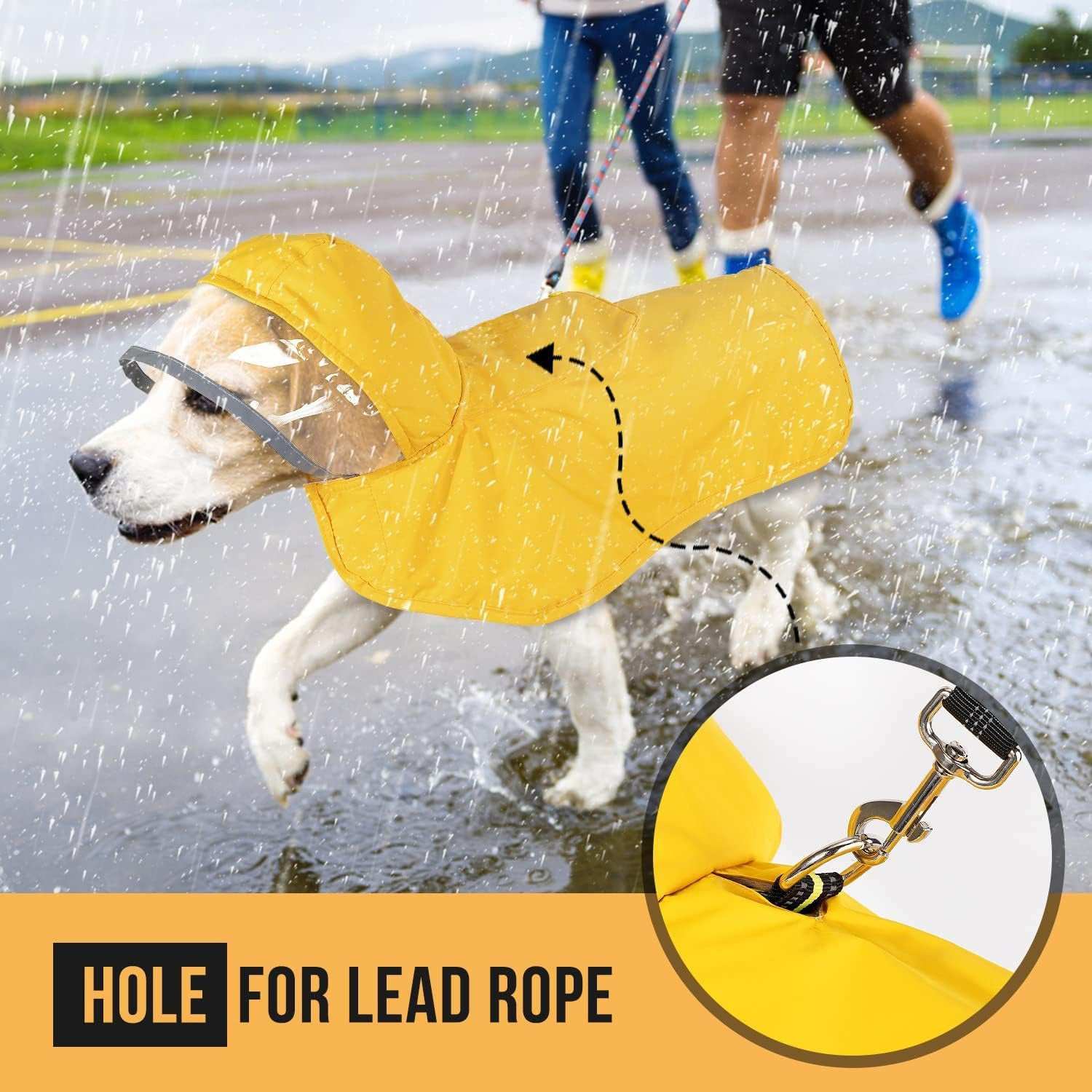 Waterproof Soft Breathable Hooded Dog Rain Jacket