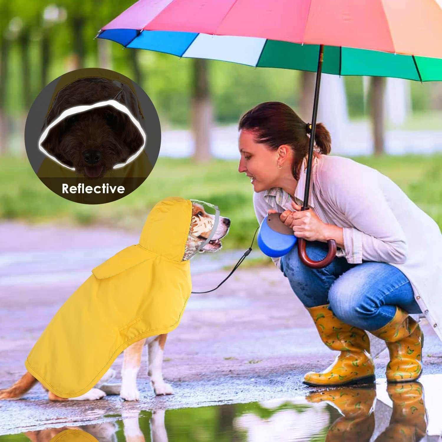 Waterproof Soft Breathable Hooded Dog Rain Jacket