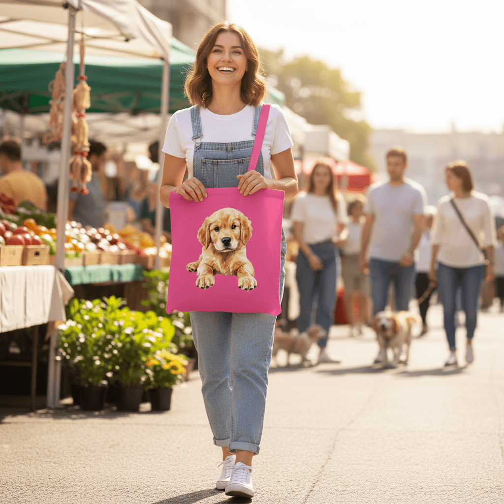 Golden Retriever Puppy Tote Bag - Adorable Baby Dog Canvas