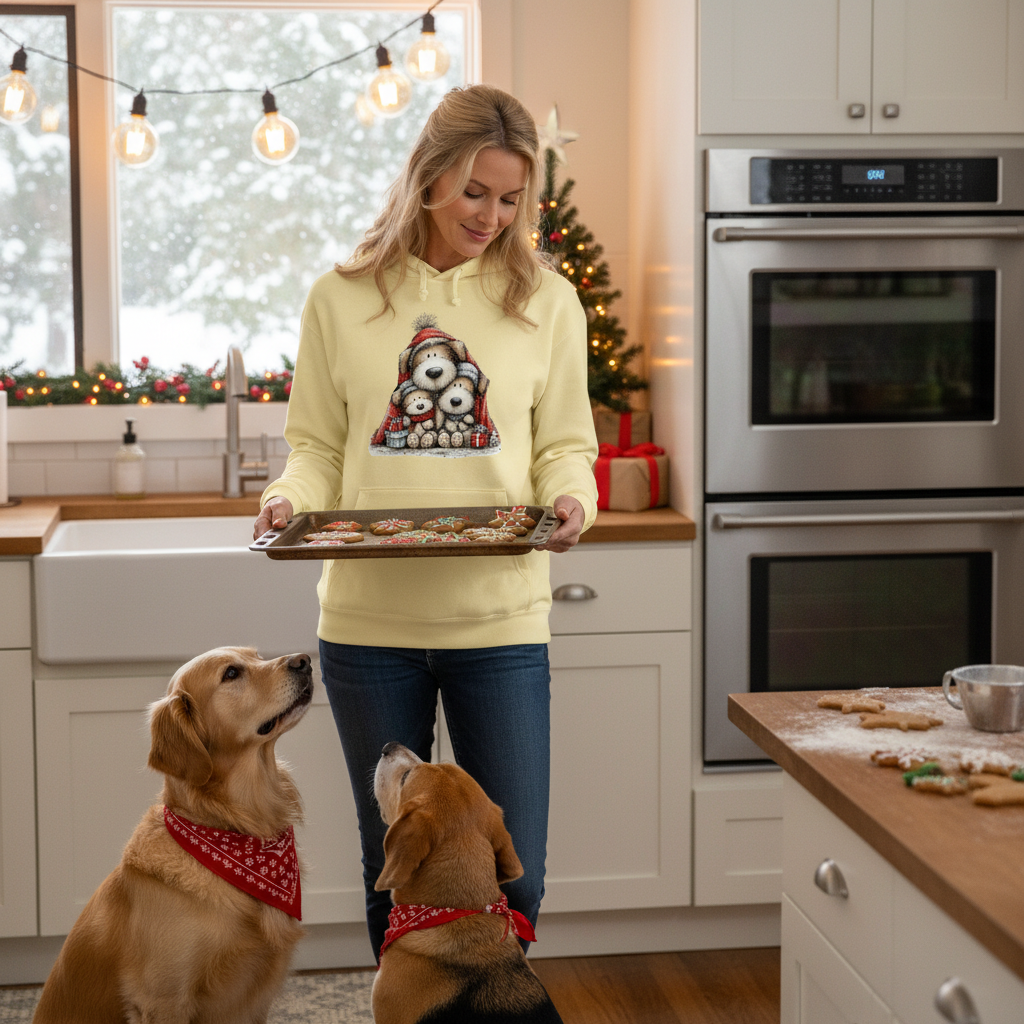 Comfort Colors Huddled Whimsy Pups Hoodie - Christmas Gift