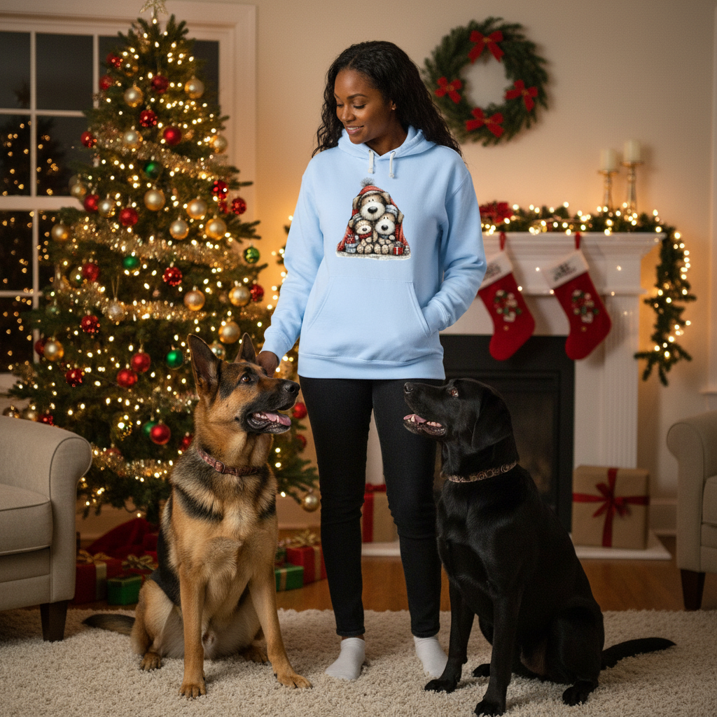 Comfort Colors Huddled Whimsy Pups Hoodie - Christmas Gift
